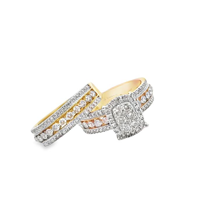 Diamond Wedding Set Ring 1.32 ctw 10K Yellow Gold