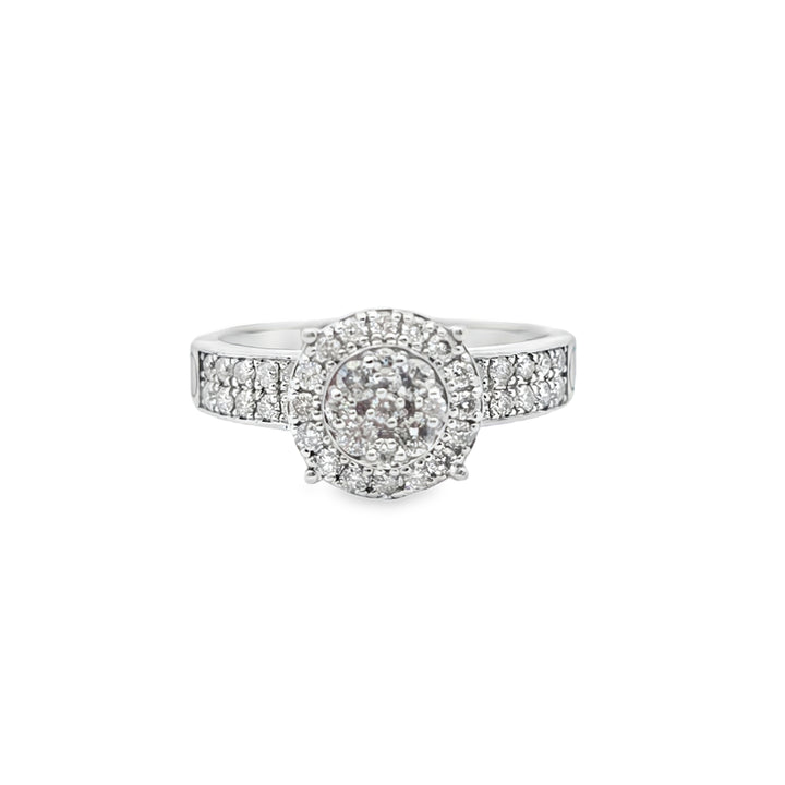 Diamond Wedding Set Ring 0.97 ctw 14K White Gold