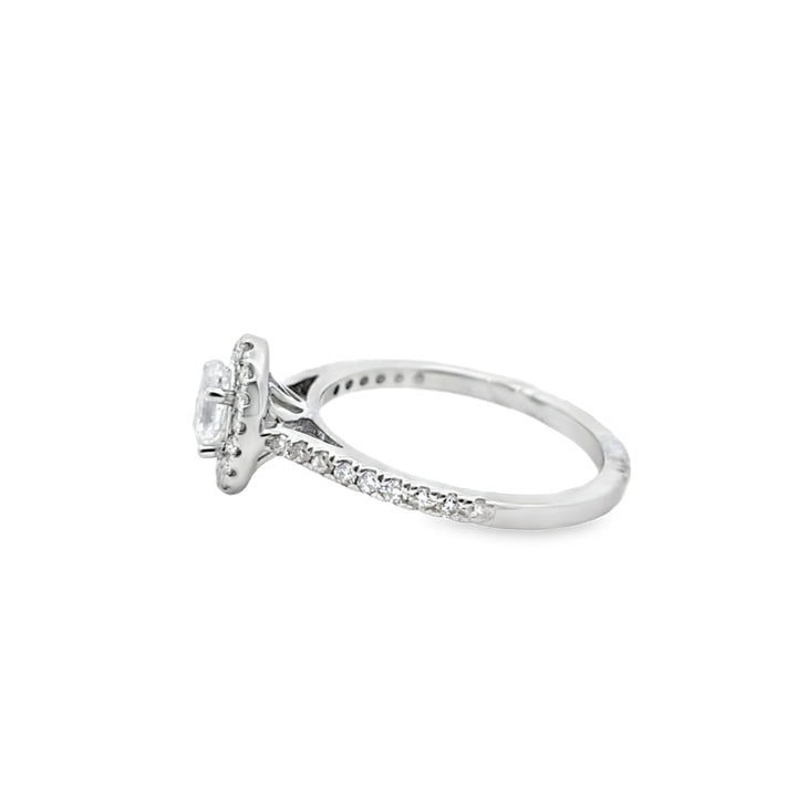 Diamond Oval Solitaire Ring 0.72 ctw 14K White Gold