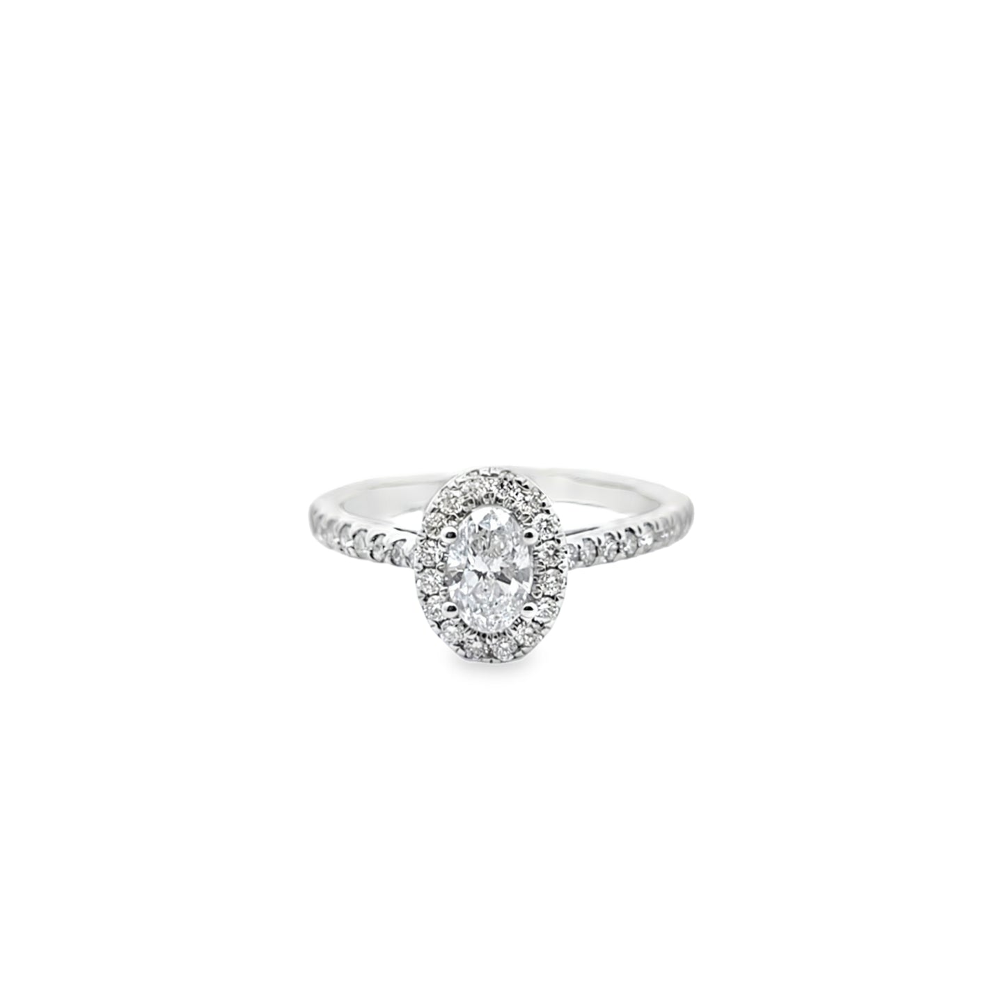Diamond Oval Solitaire Ring 0.72 ctw 14K White Gold