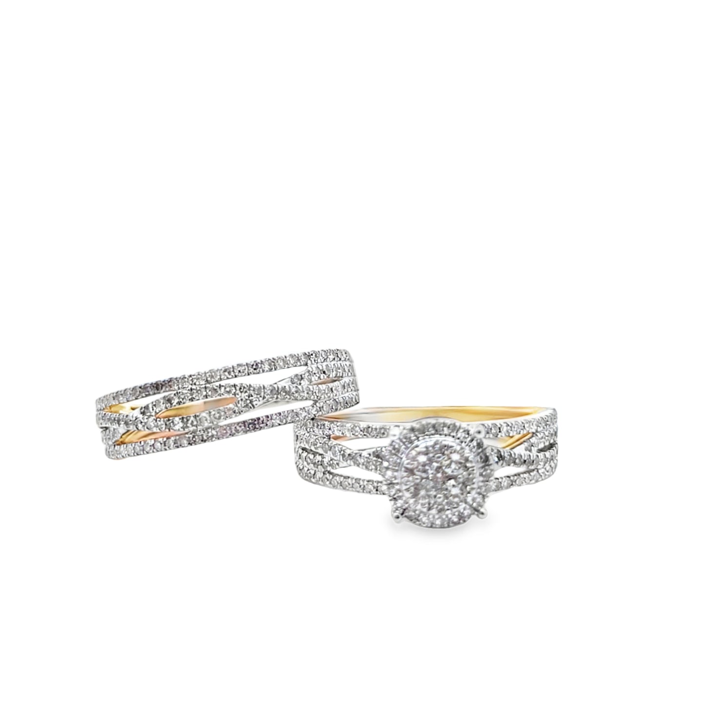 Diamond Wedding Trio Set Ring 1.89 ctw 14K Yellow Gold