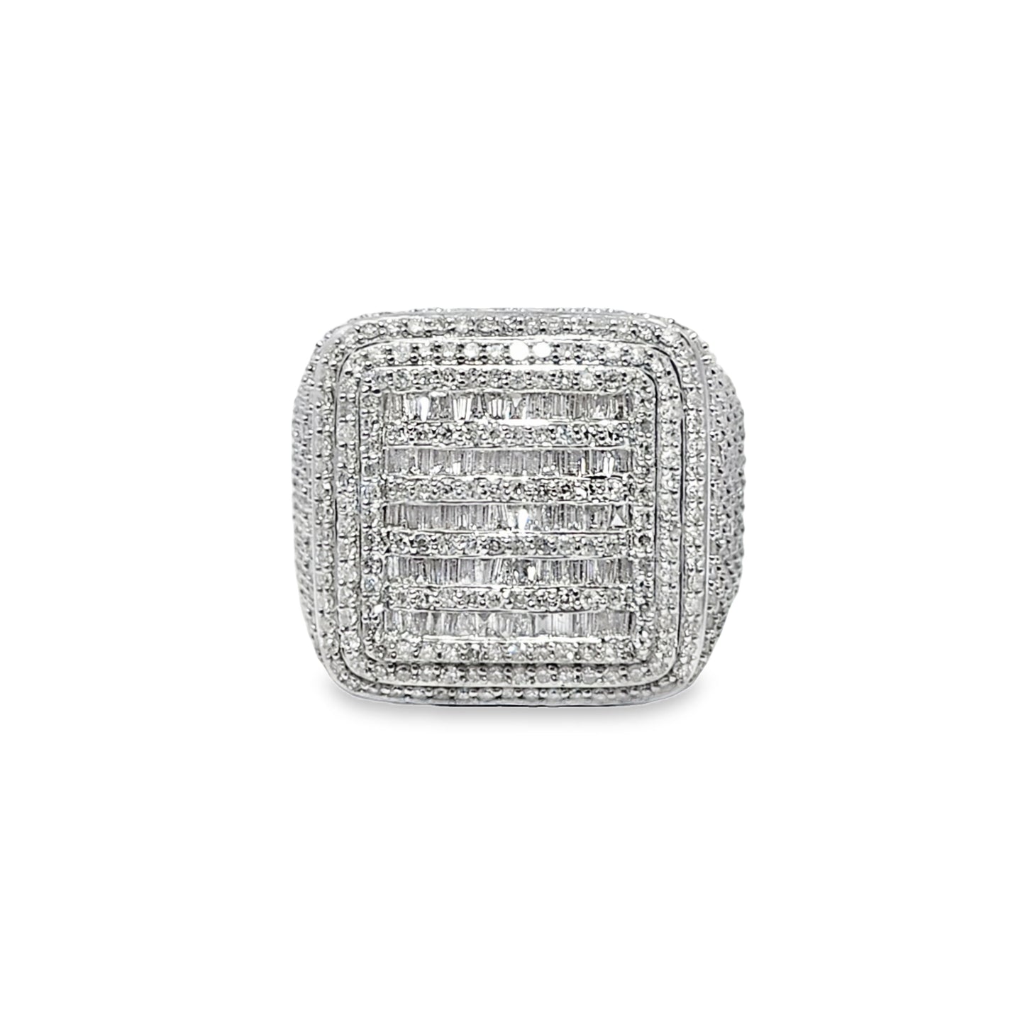 Men’s Diamond Baguette Ring 3.29 CTW | 10K Yellow Gold Square Iced-Out Pinky Ring