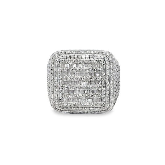 Men’s Diamond Baguette Ring 3.29 CTW | 10K Yellow Gold Square Iced-Out Pinky Ring