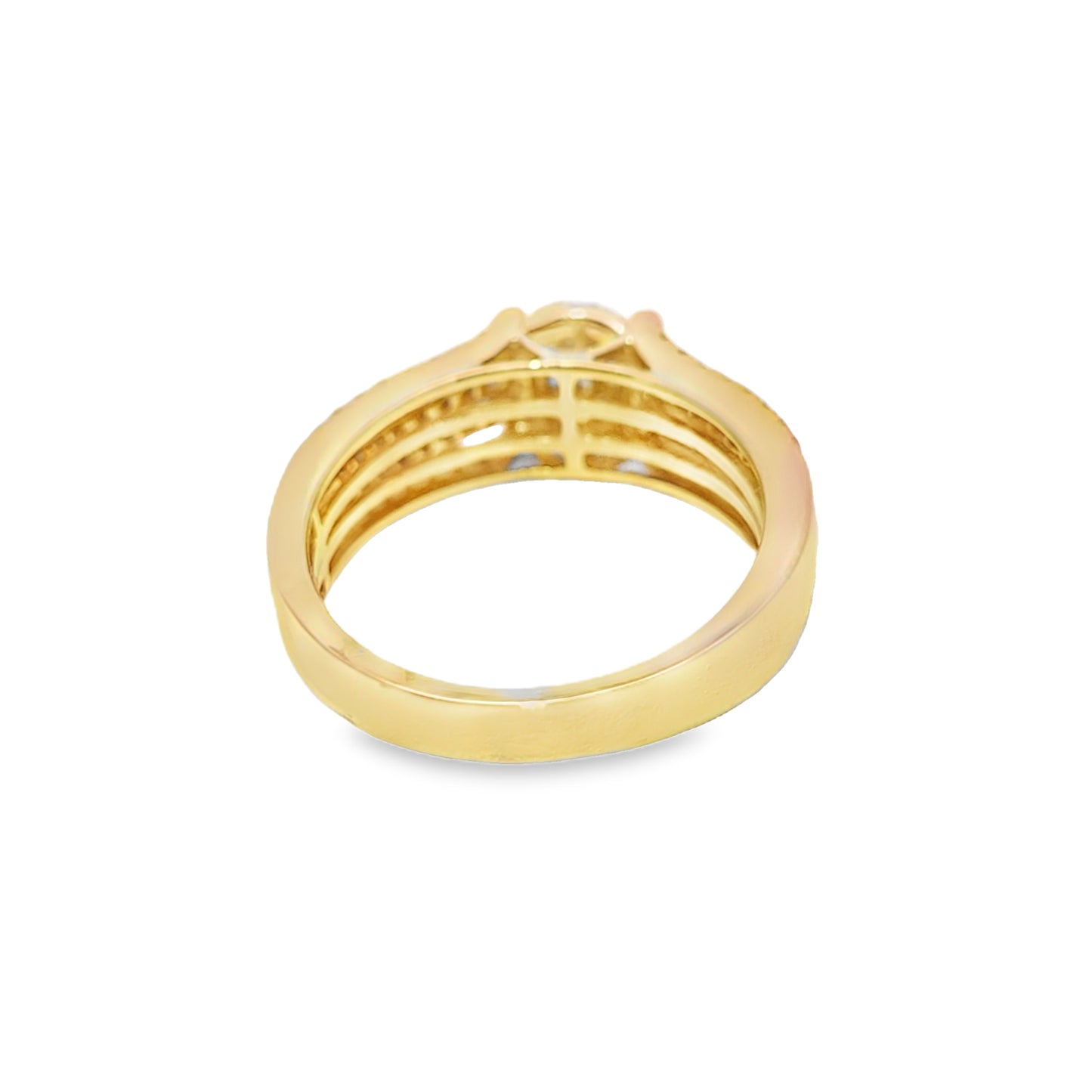 Oval Shaped 4 Row Diamond Ring 0.46 ctw 10K Yellow Gold