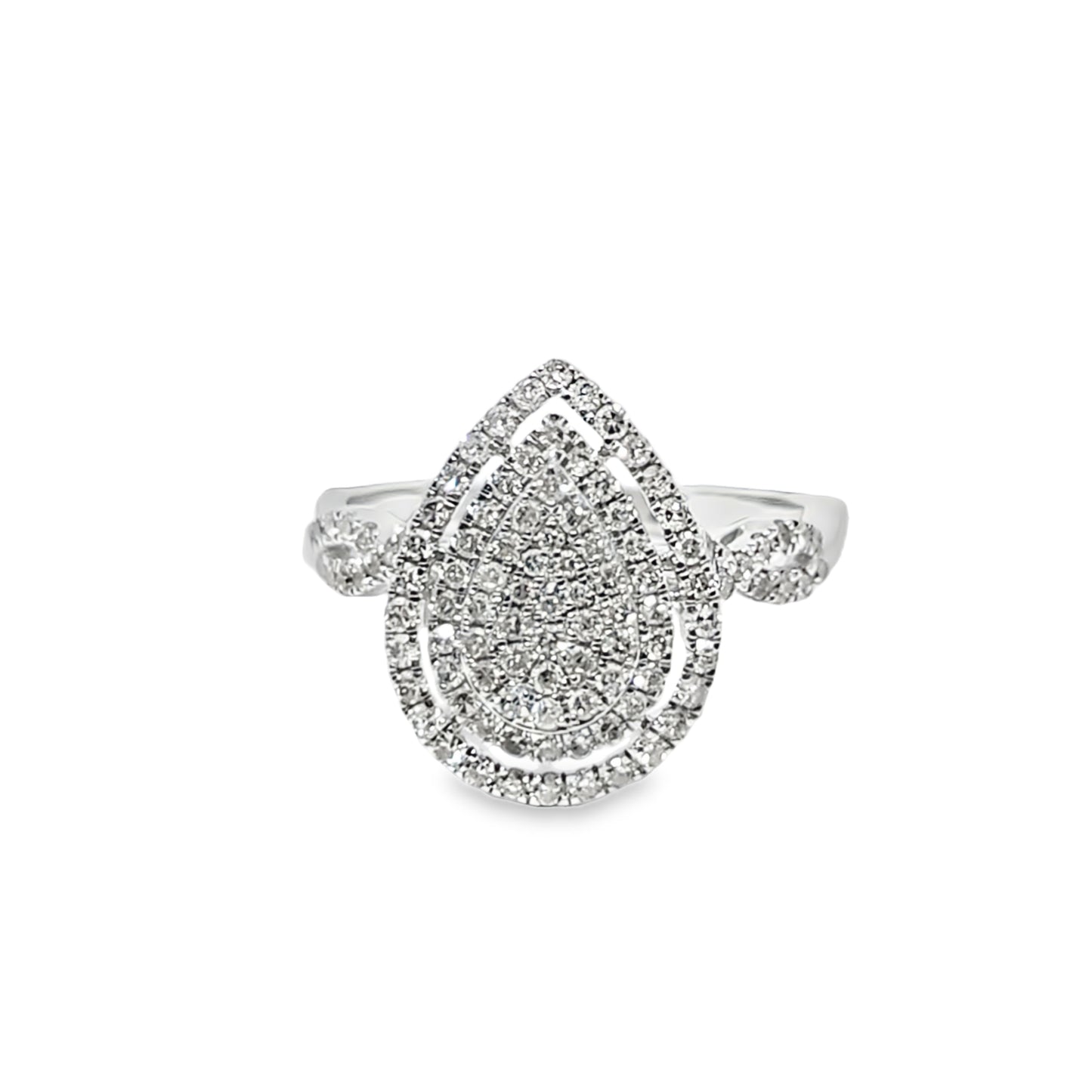 Diamond Pear Shaped Ring 0.73 ctw 10K White Gold