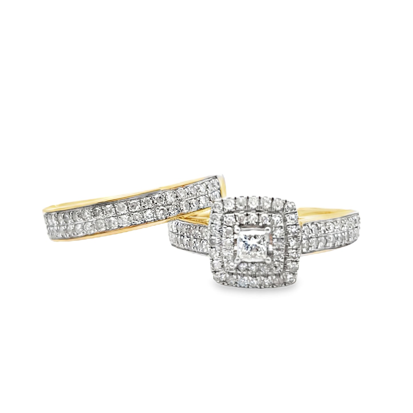 Diamond Engagement Ring with Band 0.84 ctw 10K Yellow Gold