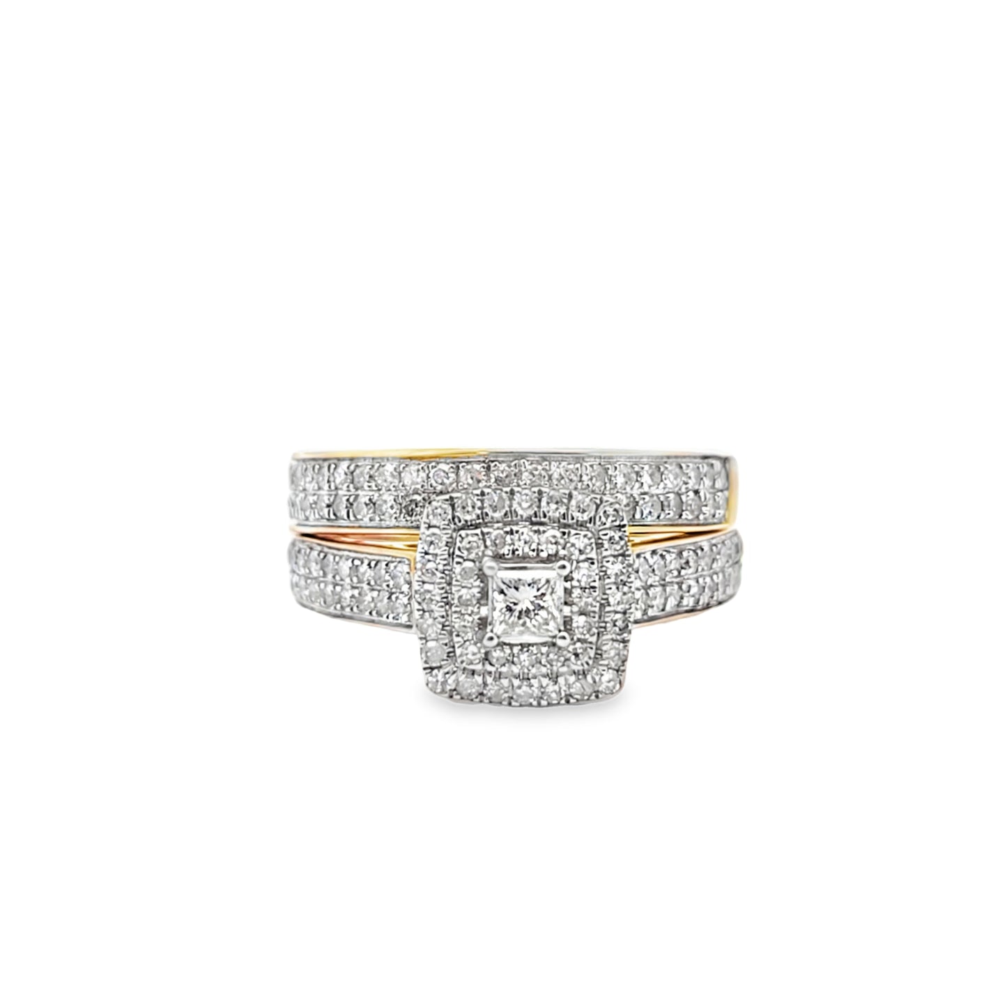 Diamond Engagement Ring with Band 0.84 ctw 10K Yellow Gold