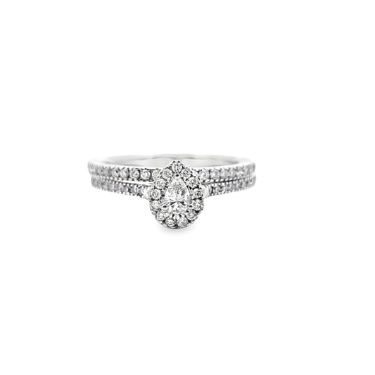 Diamond Pear Shaped Ring 0.57 ctw 14K White Gold