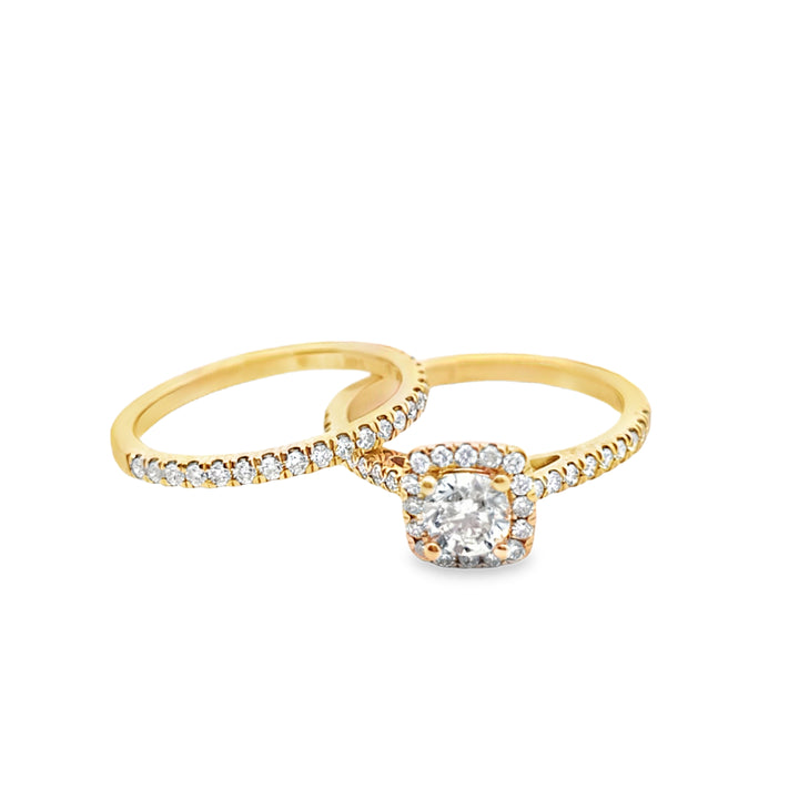 Halo Set Solitaire Diamond Engagement Ring 1.35 ctw 14K Yellow Gold