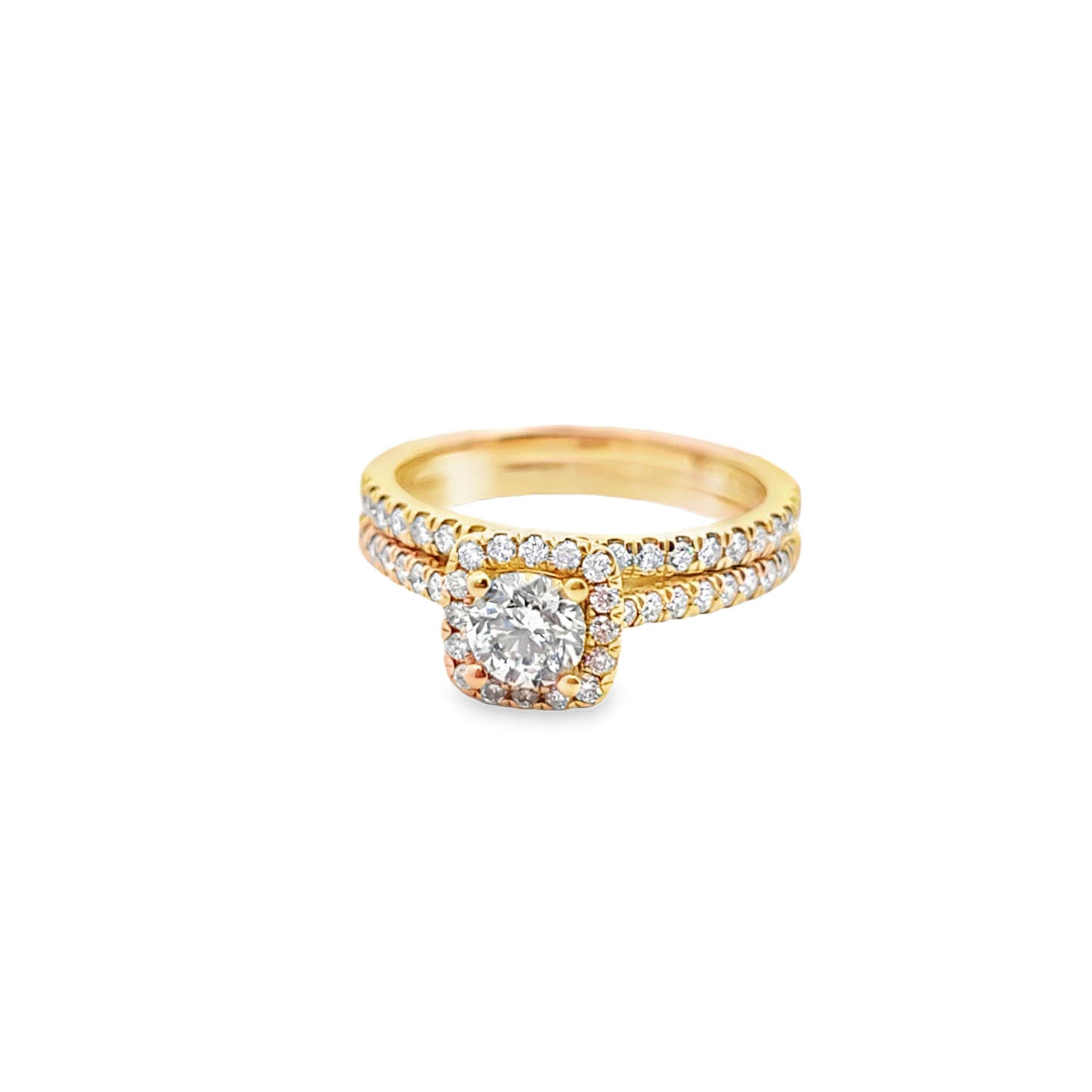 Halo Set Solitaire Diamond Engagement Ring 1.35 ctw 14K Yellow Gold