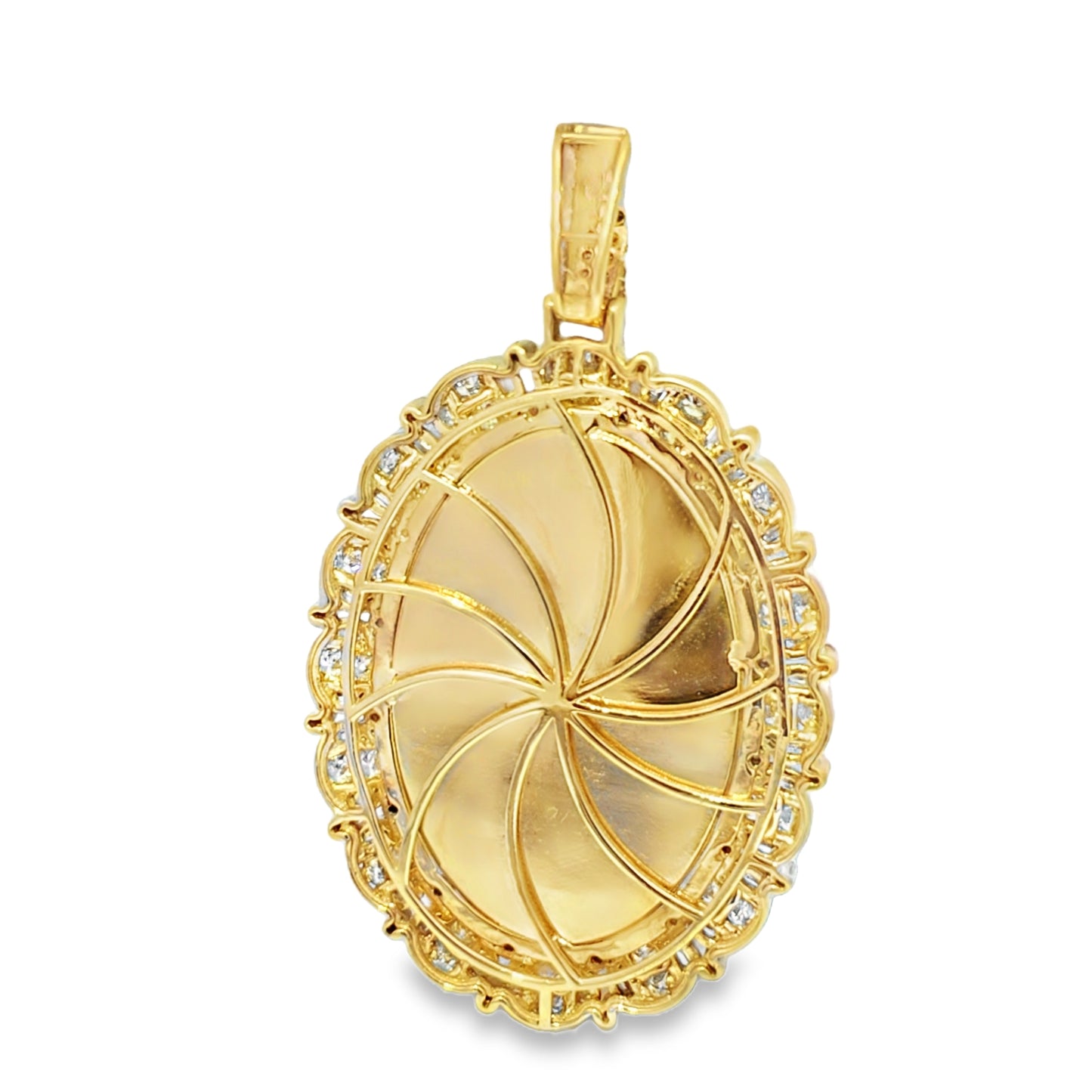 10k Yellow Gold Diamond Oval Memory Pendant 4.0 ctw