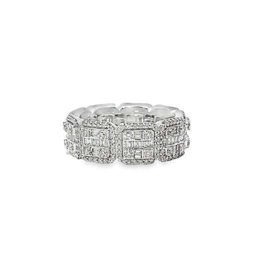 Cushion Link Ring 4.50 ctw Diamond 10K White Gold