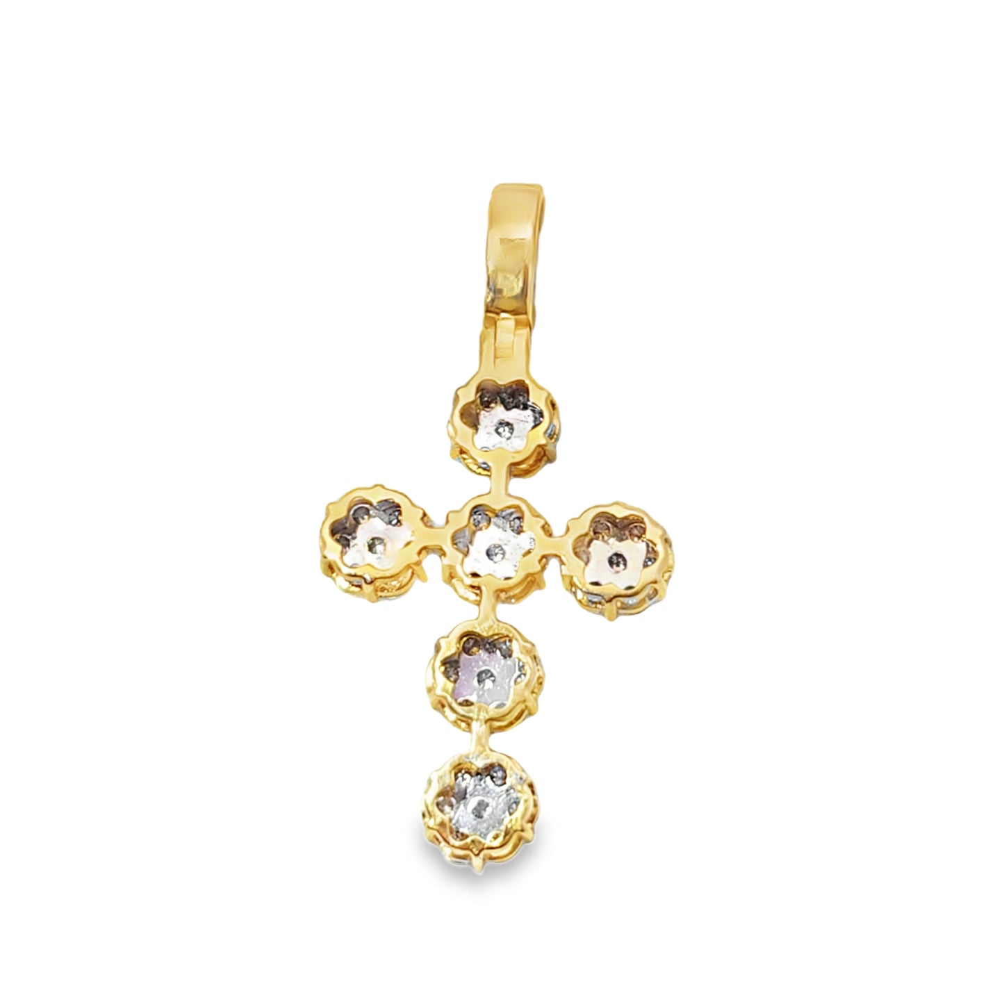 Illusion Set Cross Pendant 0.35 Ct. Diamond 10K Yellow Gold