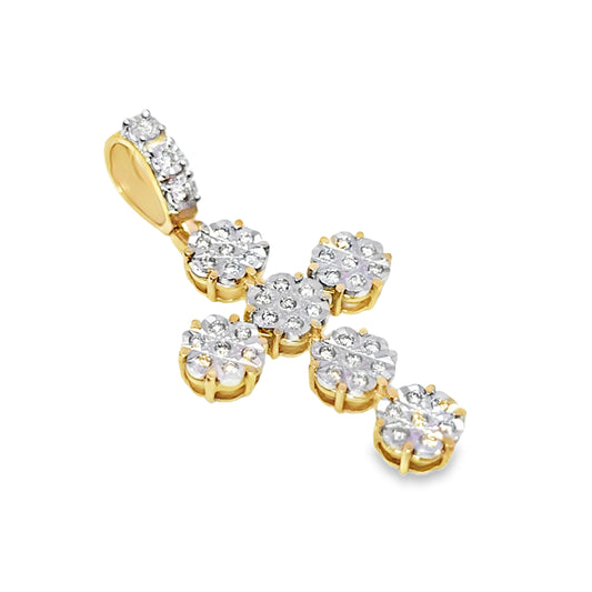 Illusion Set Cross Pendant 0.35 Ct. Diamond 10K Yellow Gold