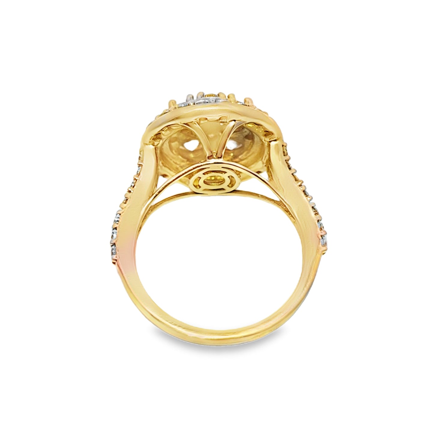VVS-VS Elegant Halo Set Diamond Ring 2.02 Ct. Diamond 10K Yellow Gold