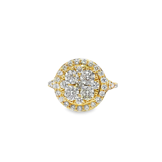 VVS-VS Elegant Halo Set Diamond Ring 2.02 Ct. Diamond 10K Yellow Gold