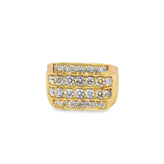 Mens Ring Round Stone 2.50 ctw Diamond 10K Yellow Gold