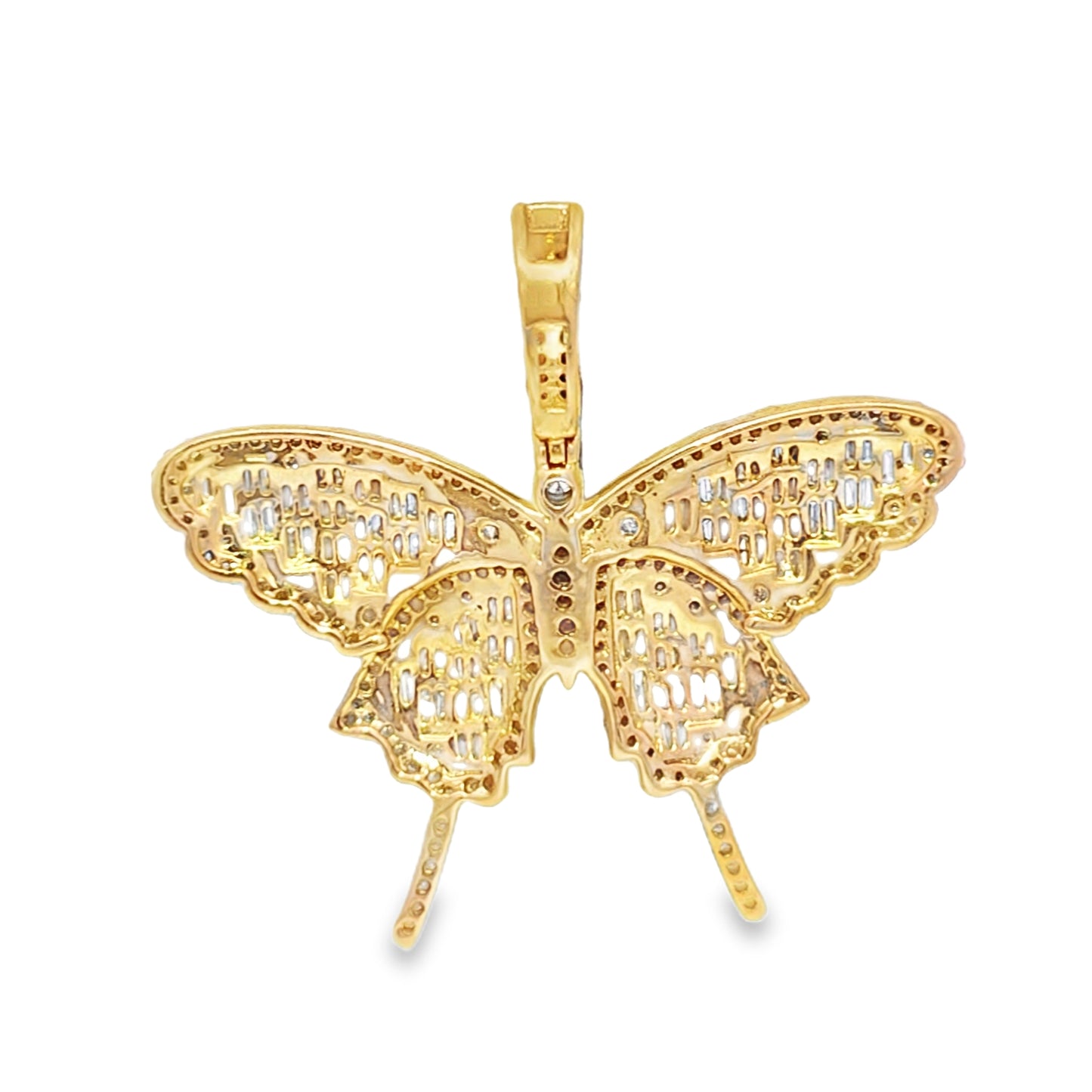 10K Yellow Gold 2.25 ctw Baguette Diamond Elegant Butterfly Pendant | Luxury Statement Jewelry | Jewelry Palace