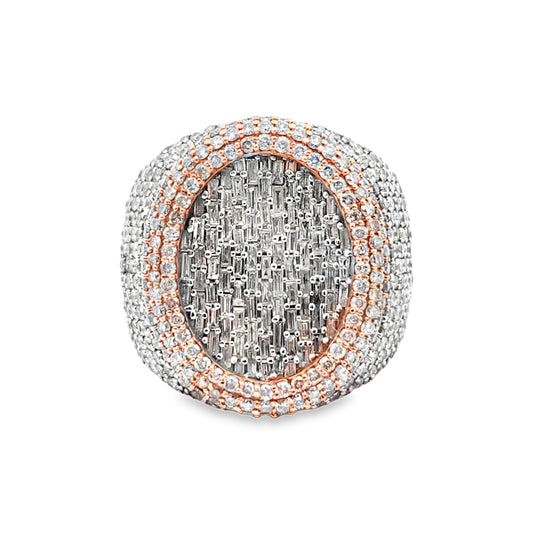 Mens Oval Statement Ring 2.75 ctw Diamond 10K Yellow Gold