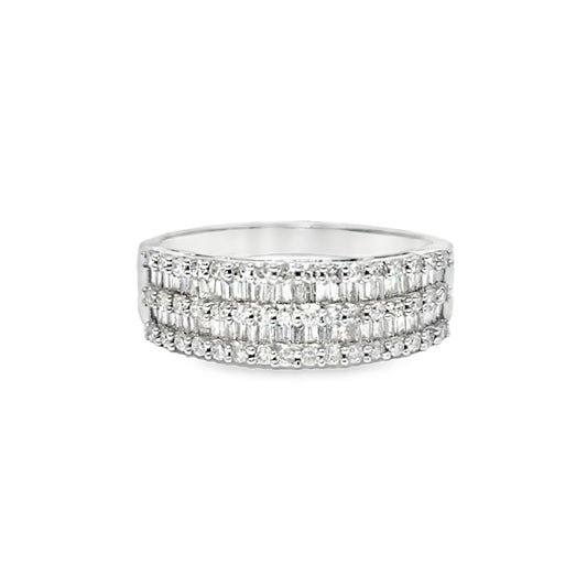 Baguette Band Ring 1.25 ctw Diamond 10K White Gold