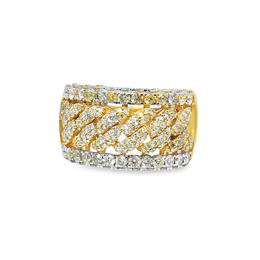 Cuban Link Ring 5.50 ctw Diamond 10K Yellow Gold
