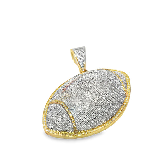 Football Sports Pendant 1.50 ctw Diamond 10K Yellow Gold
