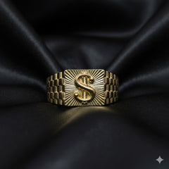 10K Gold Dollar Sign Ring – Iced-Out Style Statement