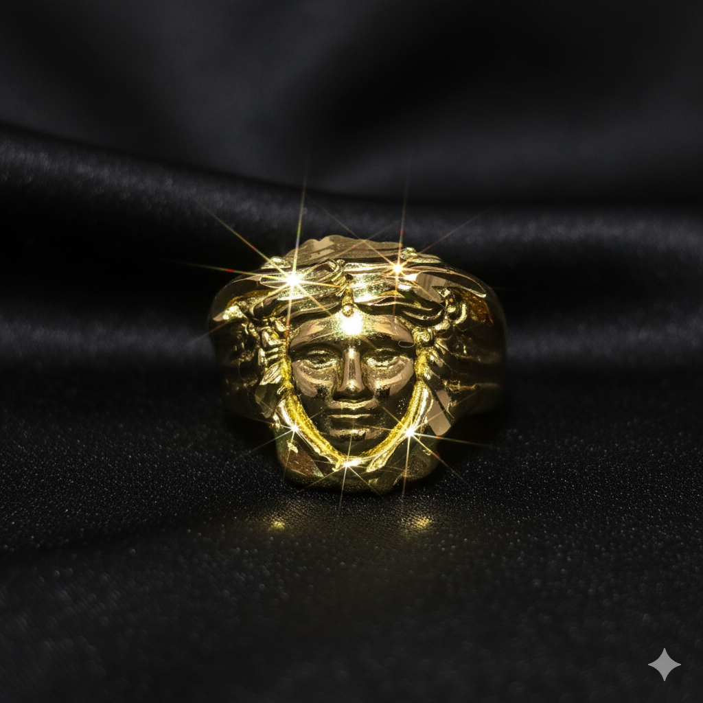 10K Gold Medusa Ring for Men – Bold Luxury Statement Jewelry