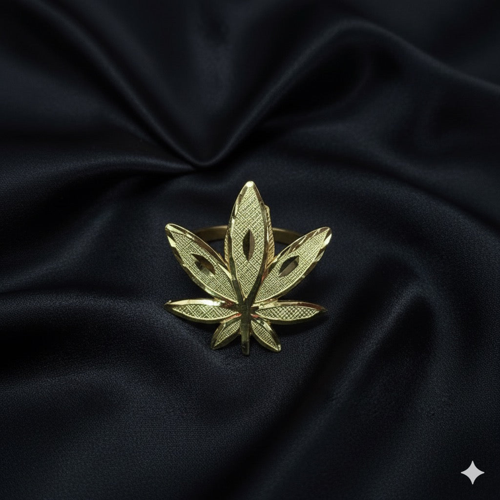 10K Mens Leaf Gold Ring