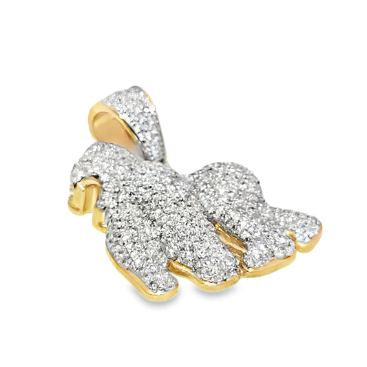 10K Yellow Gold 1.75 ctw Diamond Gorilla Pendant | Iced-Out King of the Jungle | Jewelry Palace
