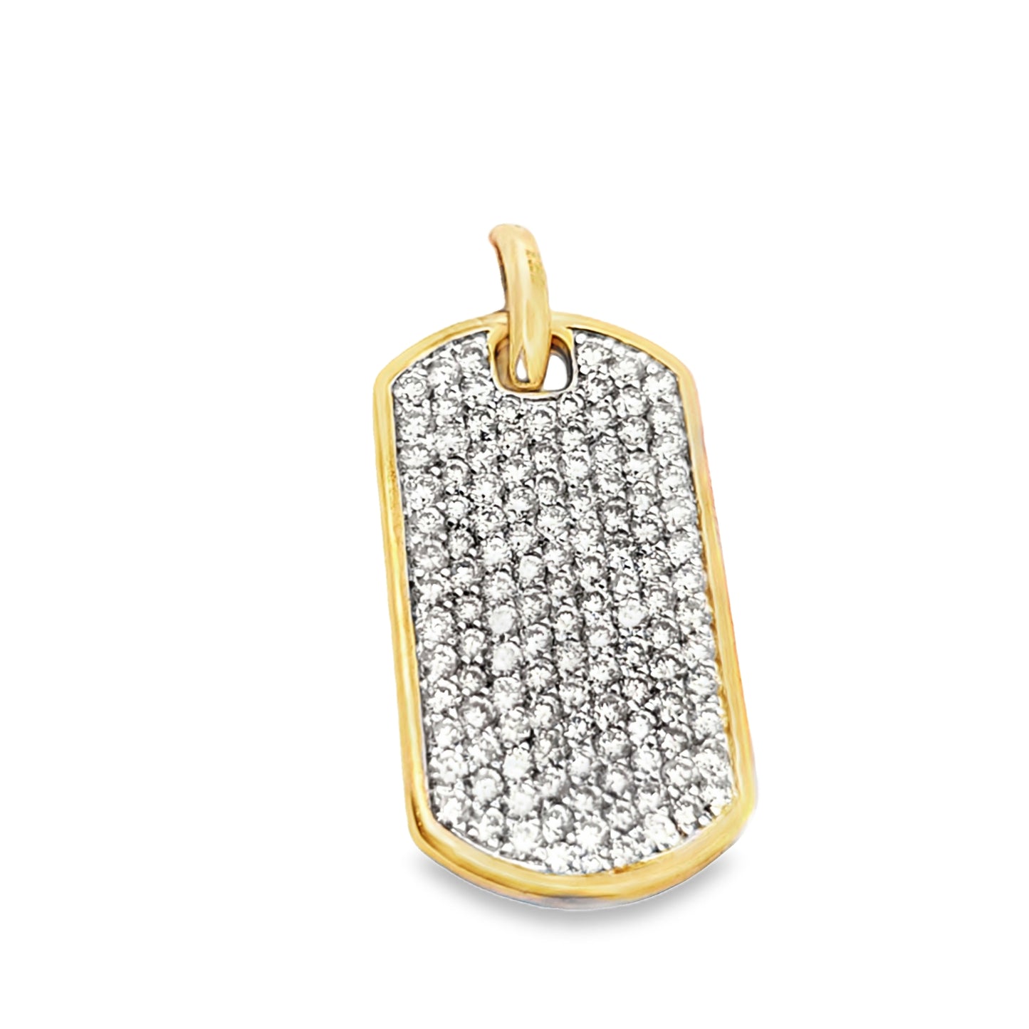 Dog Tag Pendant 2.00 ctw Diamond 10K Yellow Gold