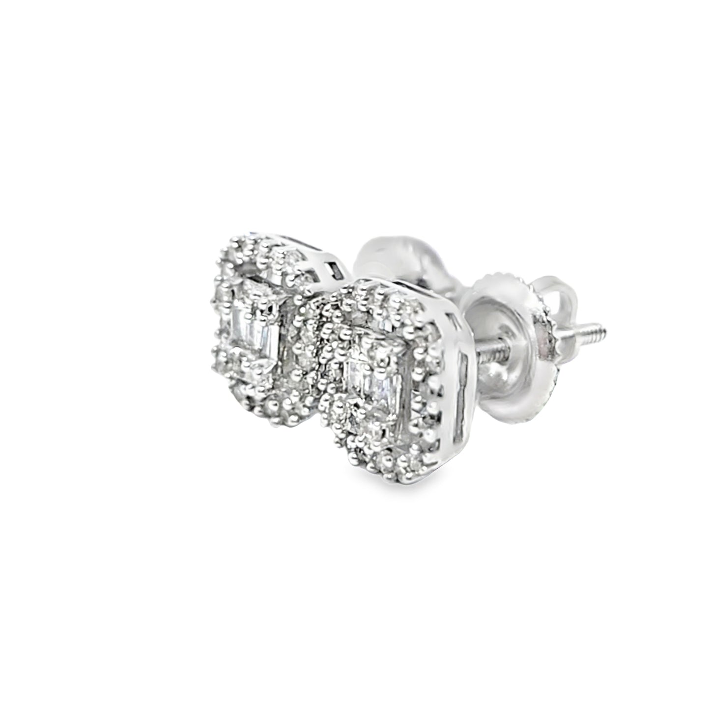 Emerald Cut Earrings 0.25 ctw Diamond 14K White Gold