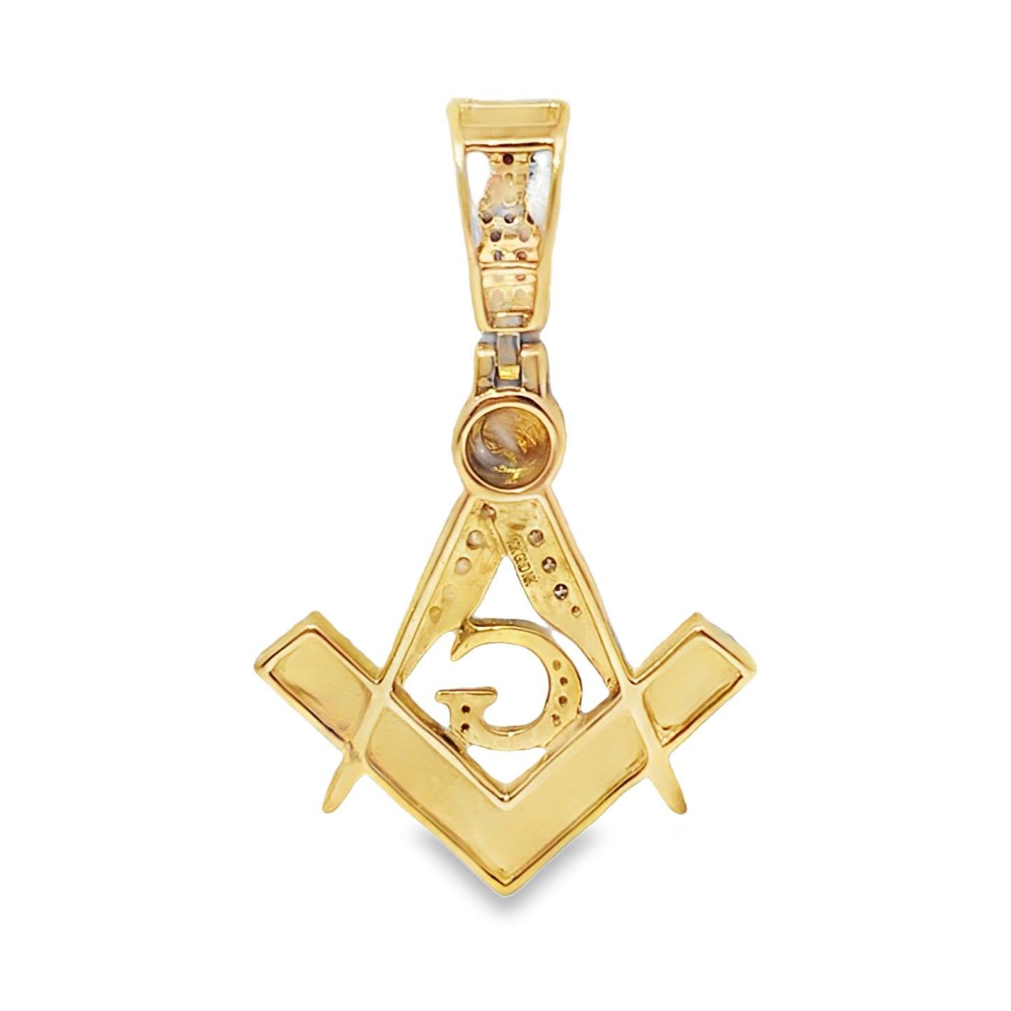 10K Yellow Gold 0.38 ctw Diamond Masonic Pendant | Square & Compass Freemason Design | Jewelry Palace