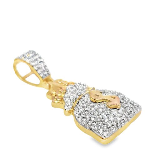 Money Bag Pendant 0.625 Ct. Diamond 10K Yellow Gold