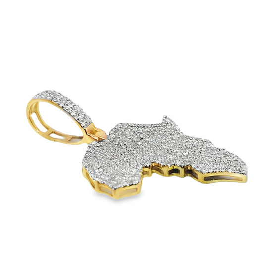 10k Yellow Gold Diamond Africa Map Pendant 5/8 ctw