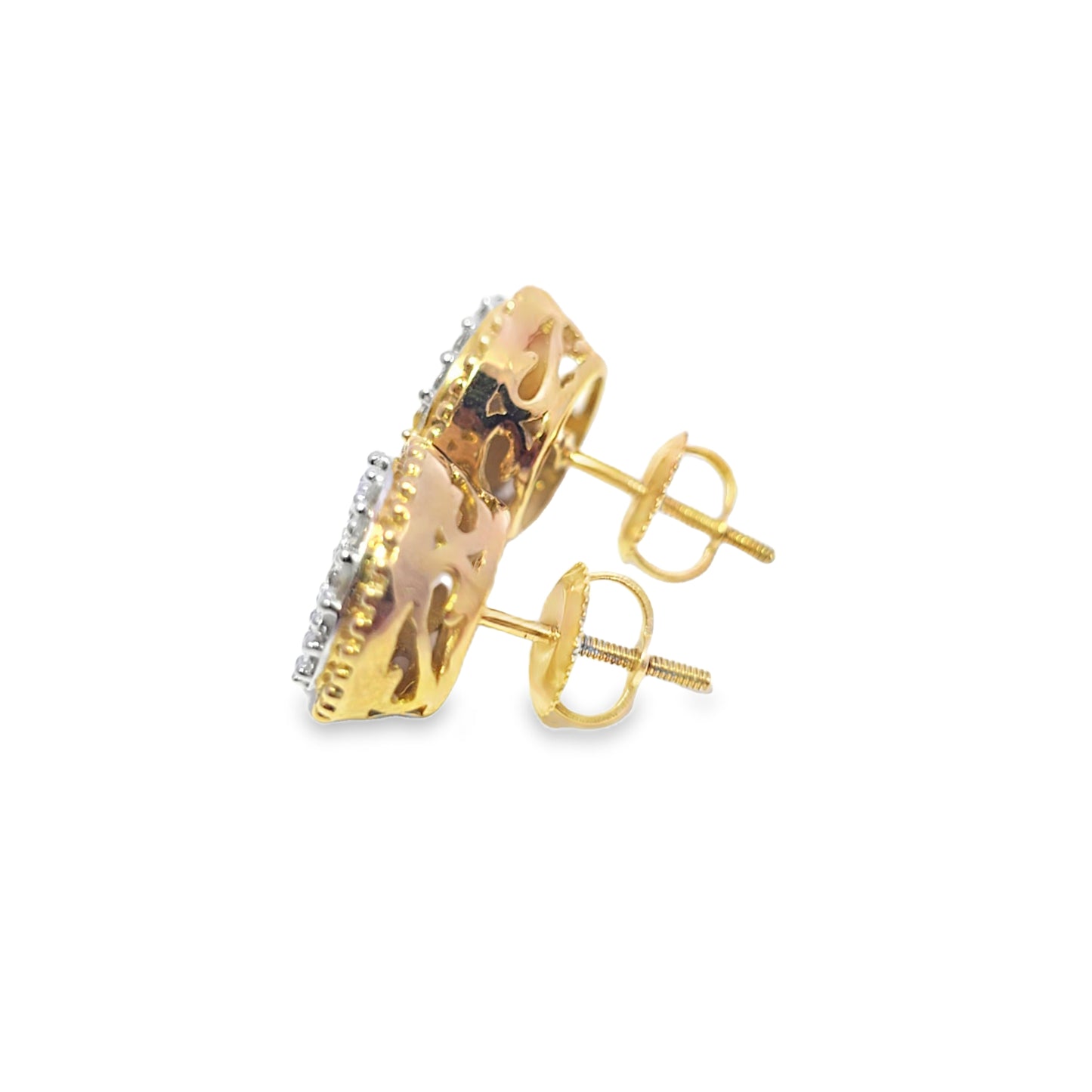 10K Yellow Gold 1.00 ctw Diamond Circle Earrings | Beaded Bezel Design | Jewelry Palace