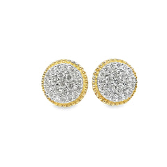 10K Yellow Gold 1.00 ctw Diamond Circle Earrings | Beaded Bezel Design | Jewelry Palace