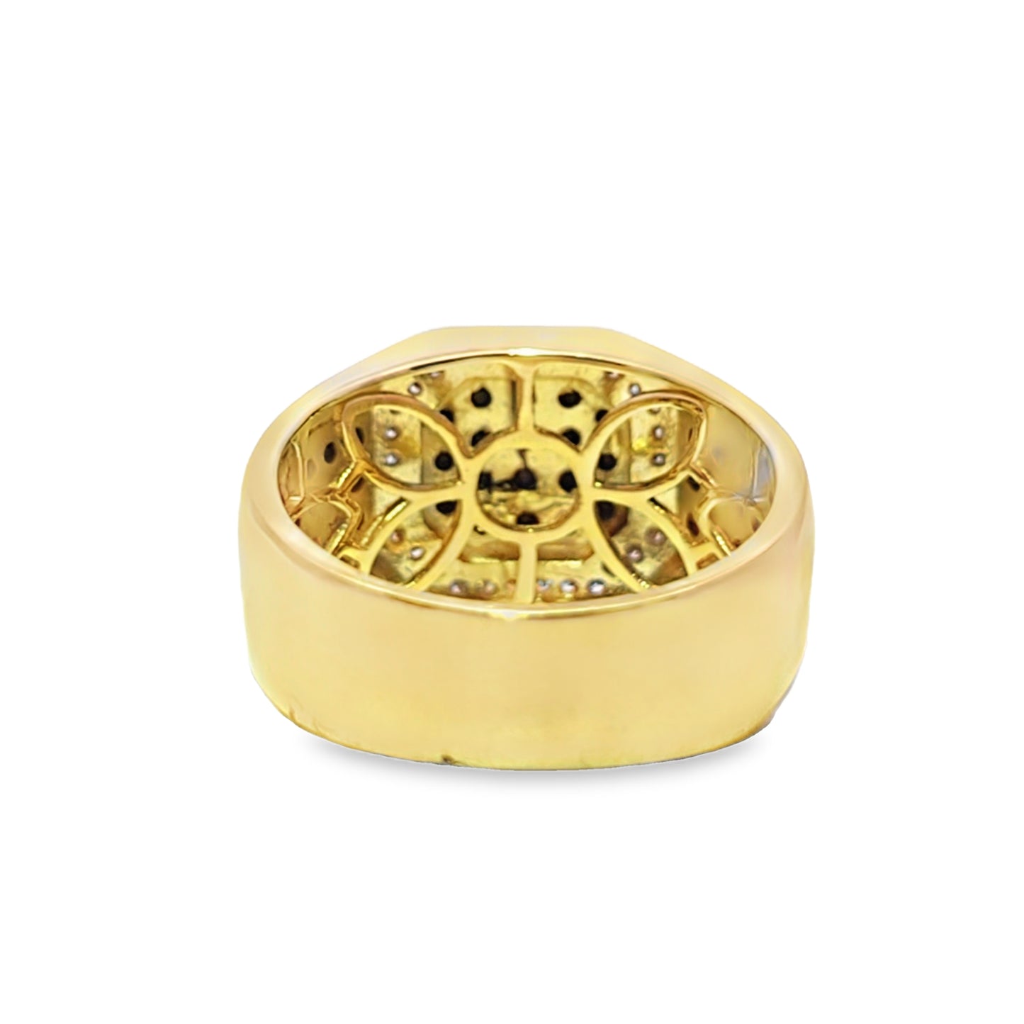 Mens Classic Black Diamond Ring 1.20 ctw Diamond 10K Yellow Gold