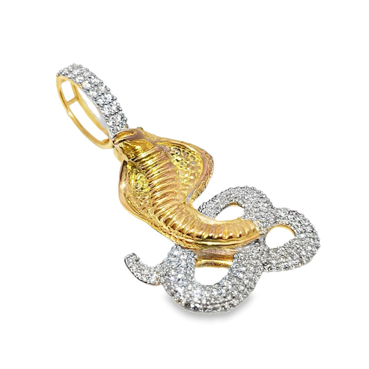 10k Yellow Gold Diamond Snake Pendant 1/5 ctw