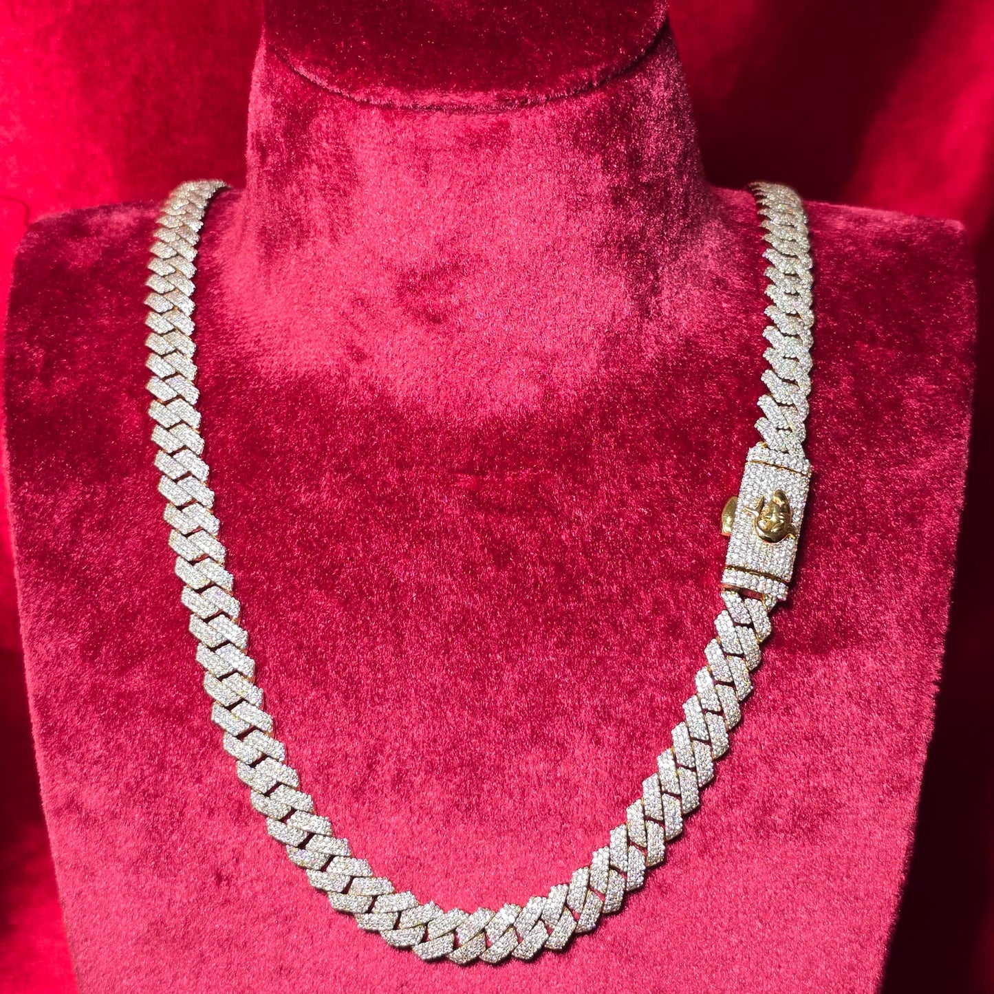 9mm Cuban Link in 10K Gold And Natural VS Diamonds