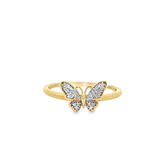 Elegant Butterfly Ring 0.05 ctw Diamond 10K Yellow Gold
