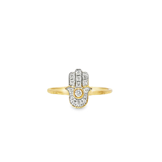 Hamsa Ring 0.13 ctw Diamond 10K Yellow Gold