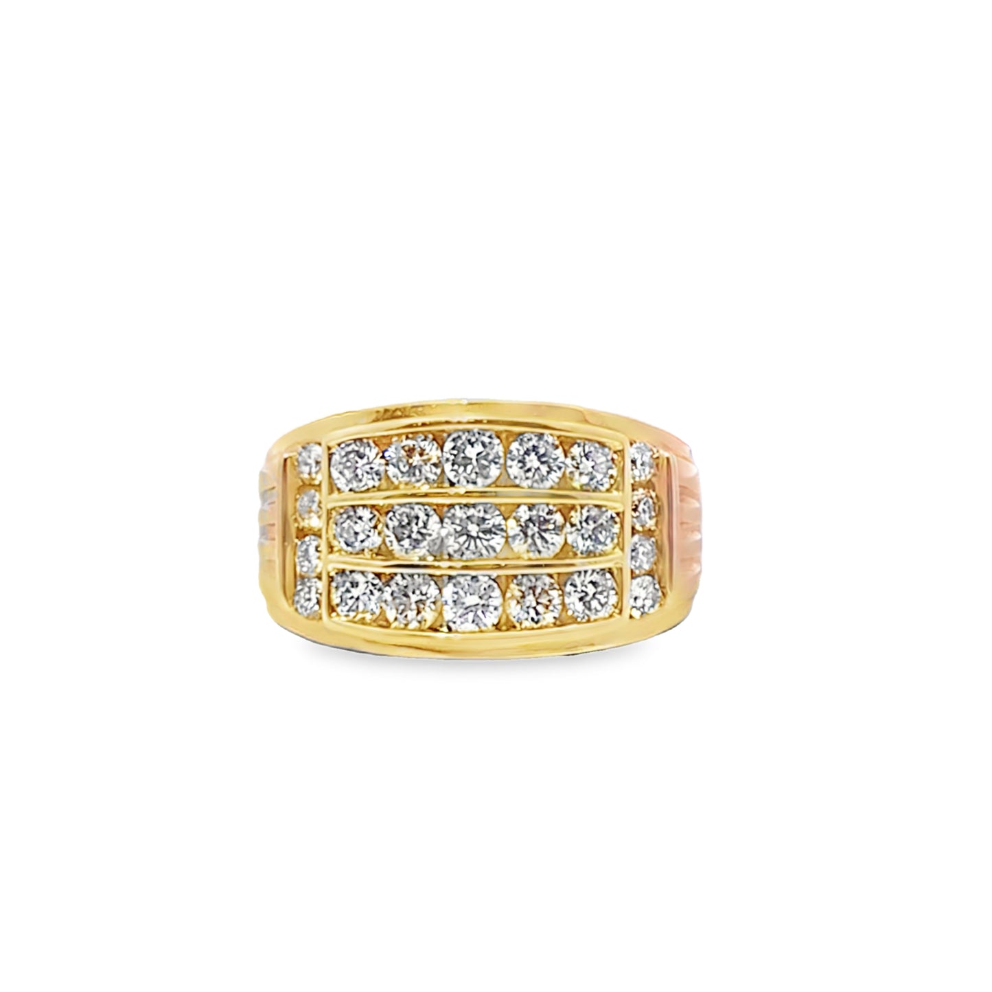 3 Row Bezel Diamond Ring 2.04 ctw 14K Yellow Gold