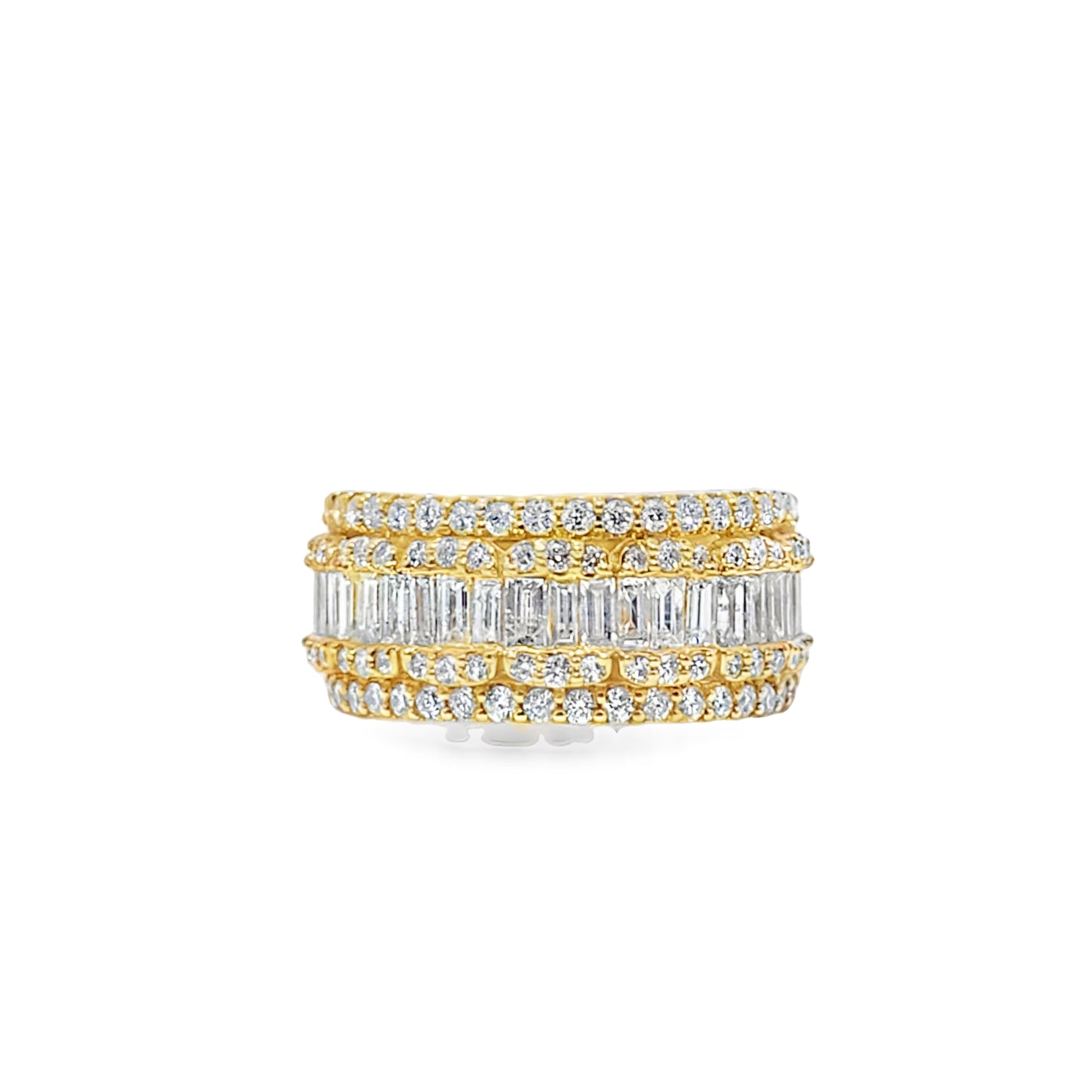 5 Row Mens Diamond Baguette Band 2.00 ctw Diamond 14K Yellow Gold