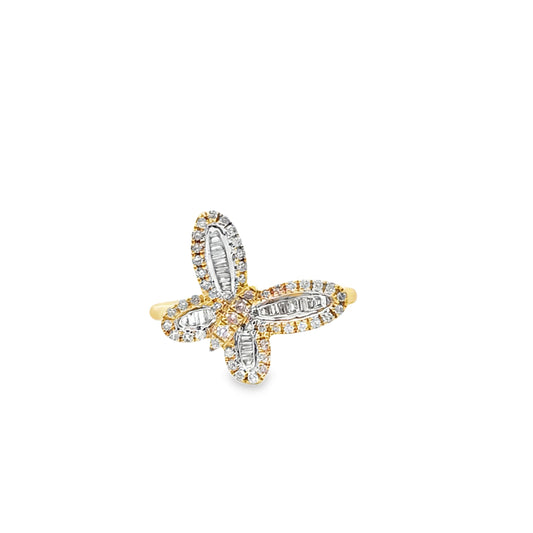 Butterfly Ring Baguette Set 0.33 ctw Diamond 10K Yellow Gold