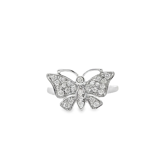 Sophisticated Butterfly Ring 0.27 ctw Diamond 10K White Gold