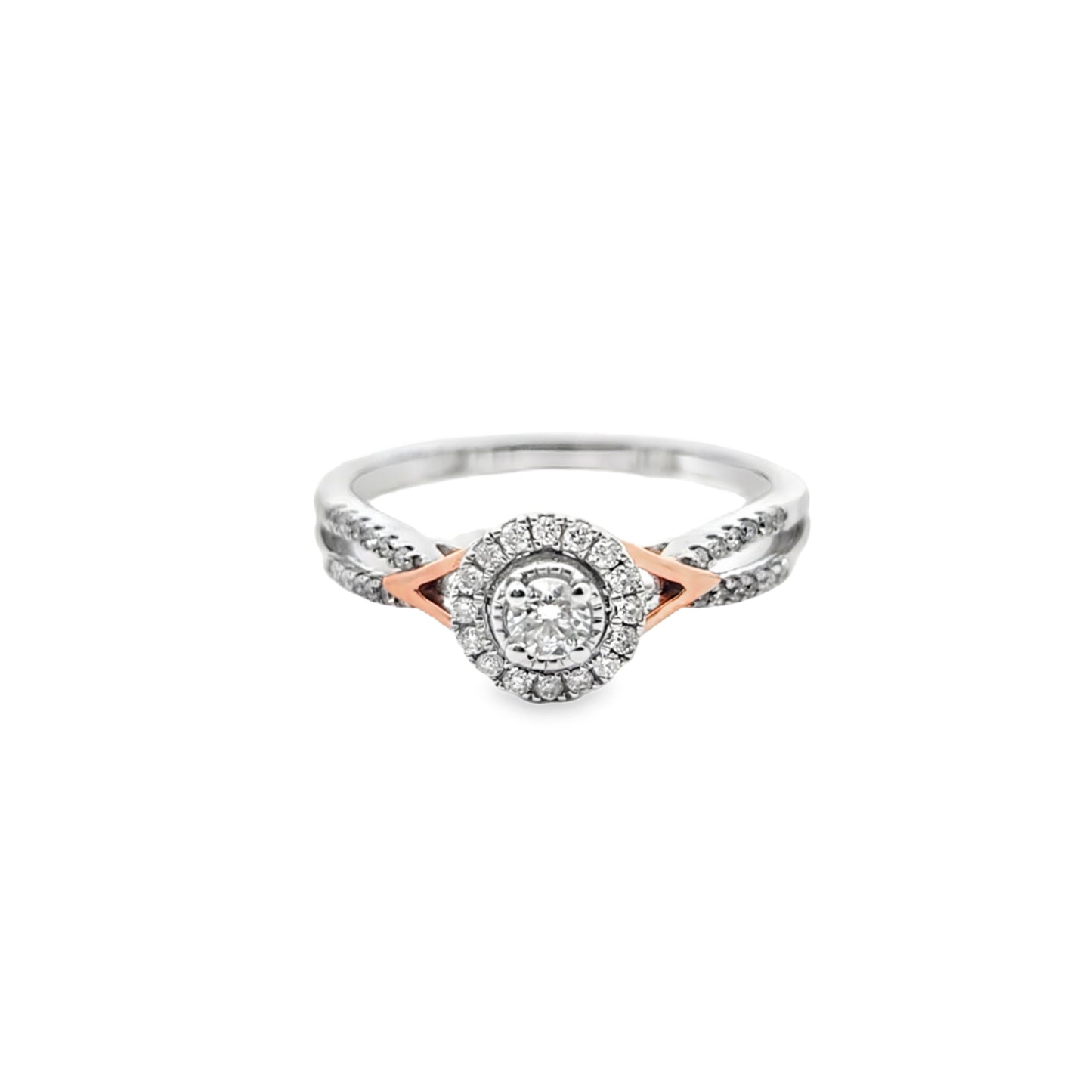 14K White & Rose Gold Round Cut Diamond Ring 0.36 ctw