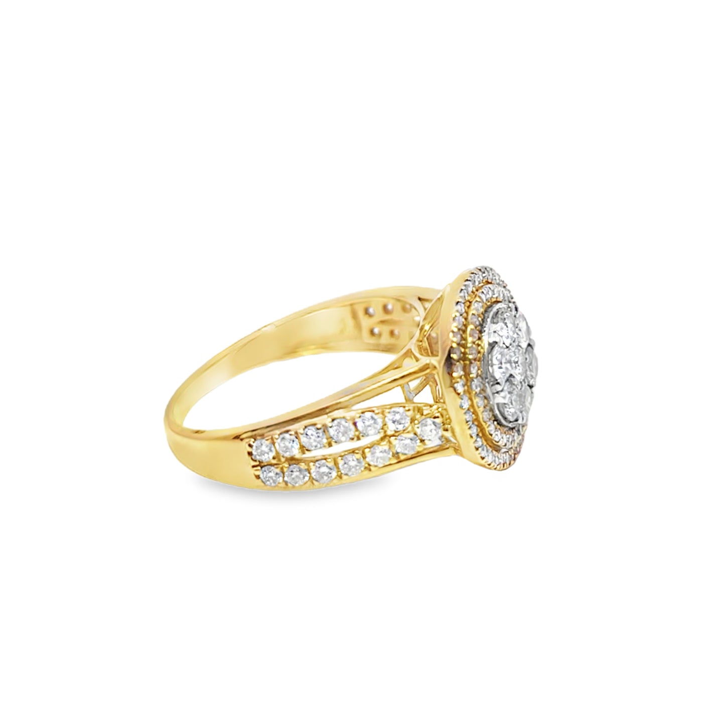 Cluster Ring 0.98 ctw Diamond 10K Yellow Gold