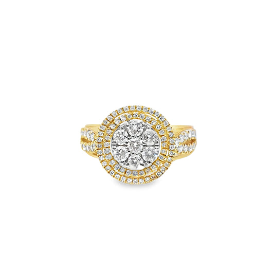 Cluster Ring 0.98 ctw Diamond 10K Yellow Gold