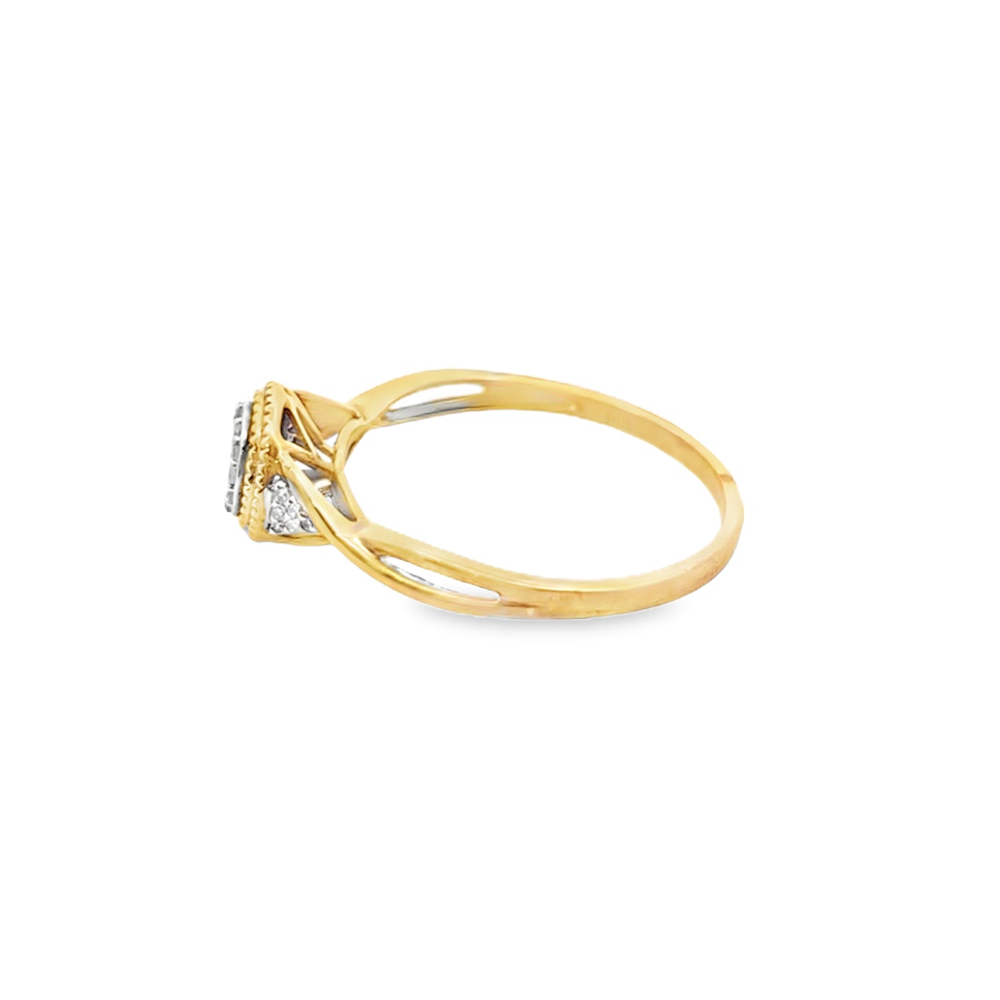 10K Yellow Gold Round Cut Diamond Ring 0.10 ctw